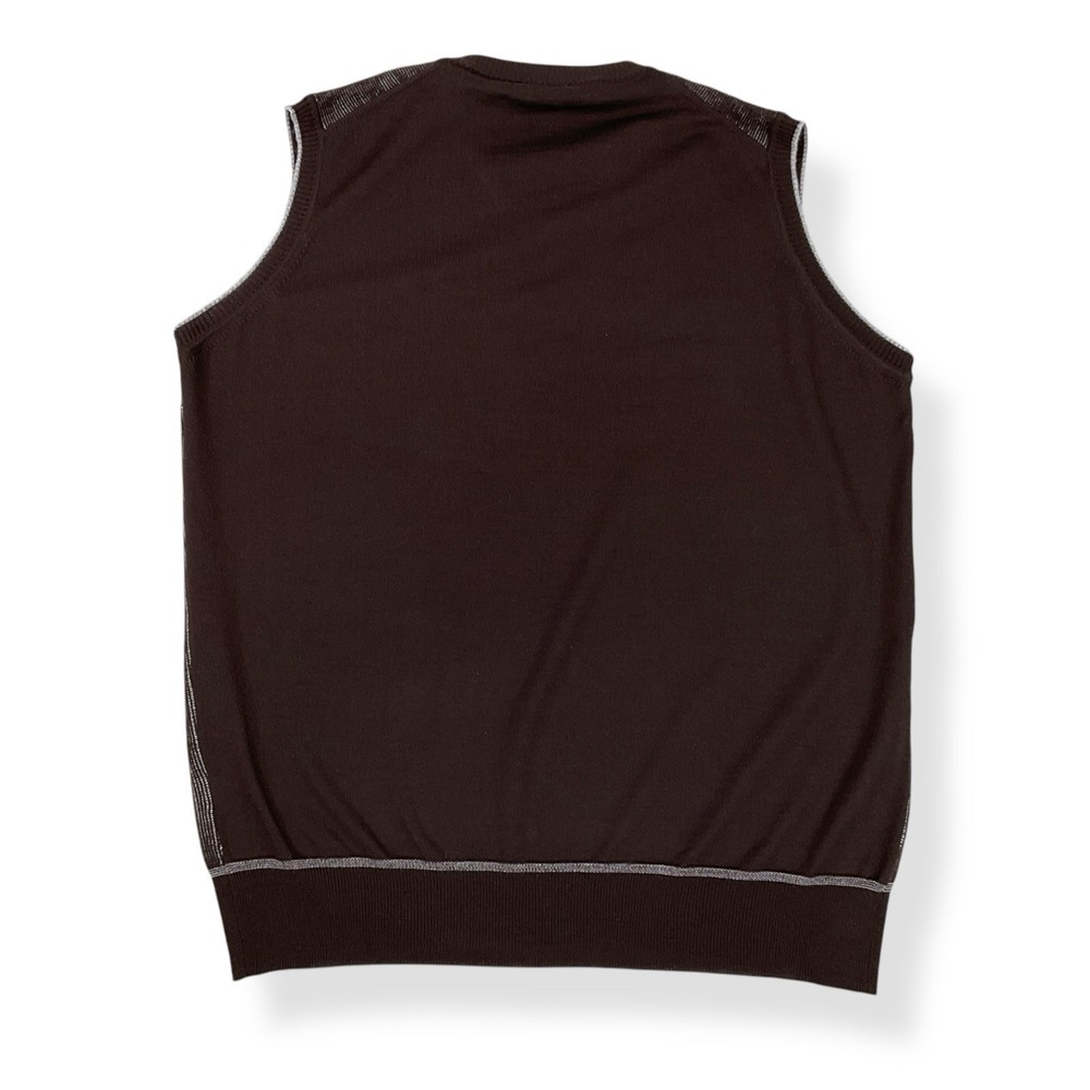 Ferrante Vest Men 54 EU (XXL US) Dark Brown Merino Wool Sweater V Neck EUC - Picture 6 of 13